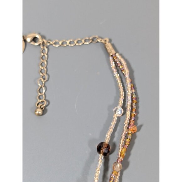 Lia Sophia Pumpkin Spice Necklace Stone Beaded Multi Strand Statement 18" - Picture 6 of 9